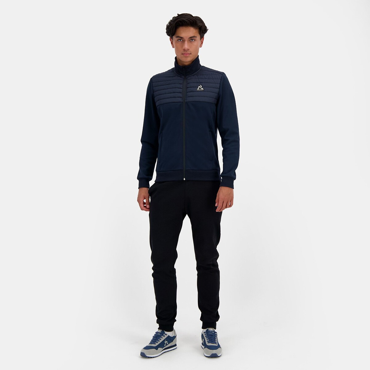Veste hybride zippée col montant bleu marine, LE COQ SPORTIF