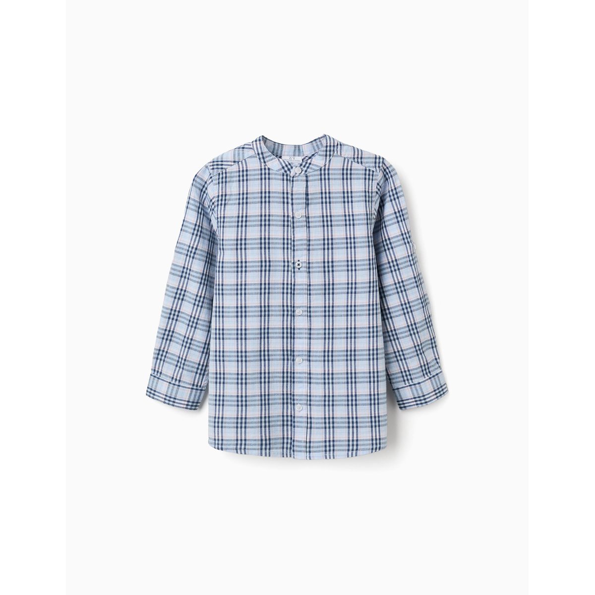 Chemise en coton à carreaux et manches retroussables B&S bleu foncé, ZIPPY