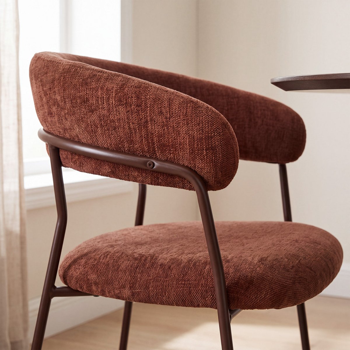 Lot de 2 fauteuils de table en tissu pieds métal- CELESTY bordeaux, DRAWER