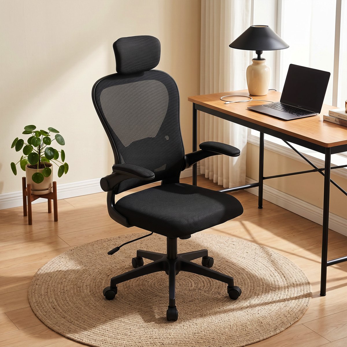 Chaise de bureau Maille Noir noir, HOMCOM