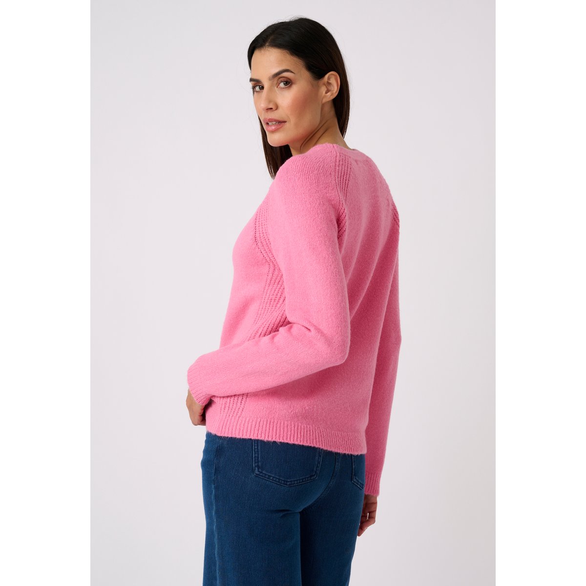 Pull fantaisie côtelée rose, DAMART