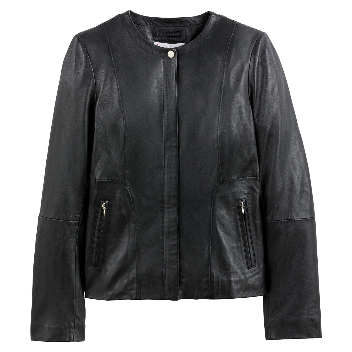 Blouson court en cuir de mouton noir, ANNE WEYBURN