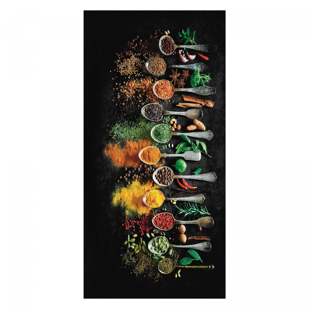 Tapis de cuisine lavable 30° LYN11 IMA noir, jaune, vert, UN AMOUR DE TAPIS