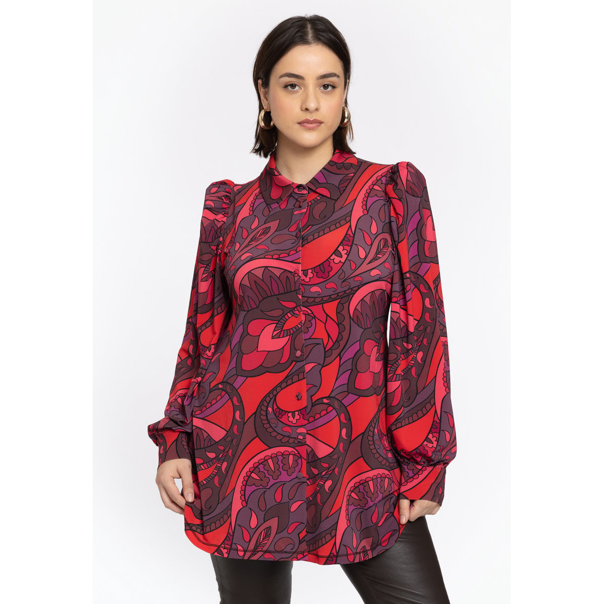 Chemise imprimée rouge, YOEK