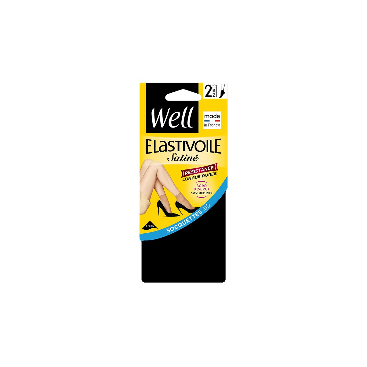 Lot de 2 paires de socquettes ELASTIVOILE noir, WELL