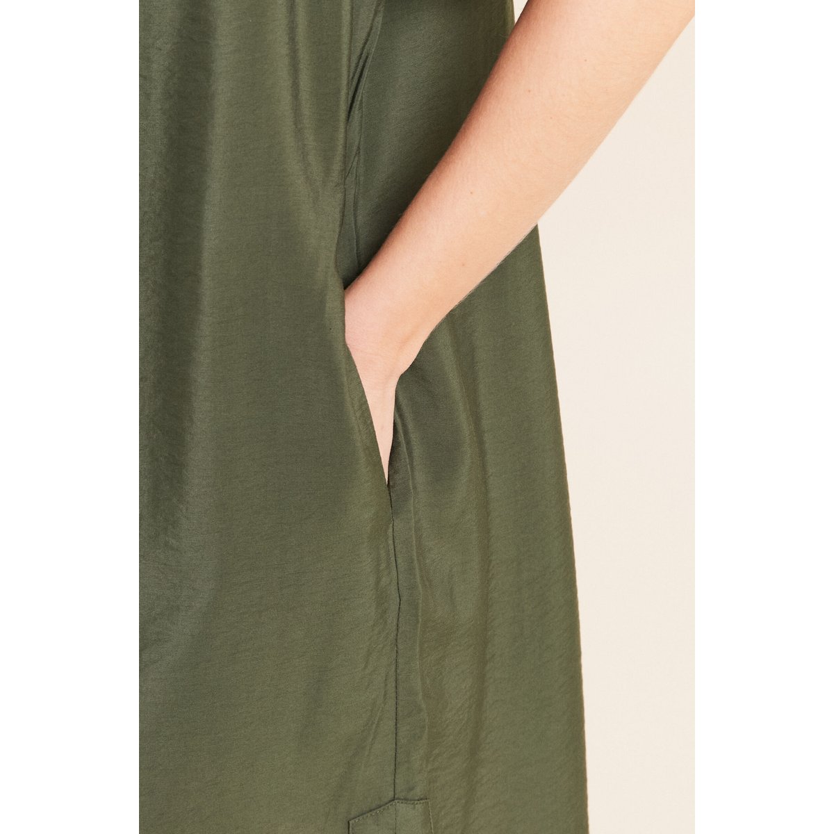 Robe droite courte col chemise vert kaki, BREAL