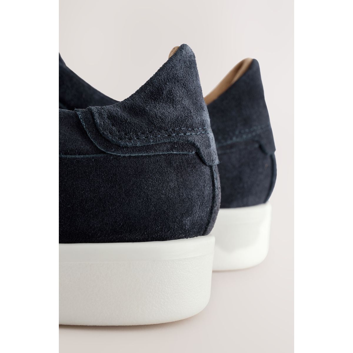 Baskets en cuir haut de gamme sans lacets Signature bleu marine, NEXT