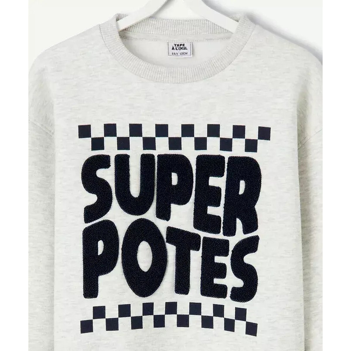 Rundhals-Sweatshirt mit Schriftzug grau meliert, TAPE A L'OEIL