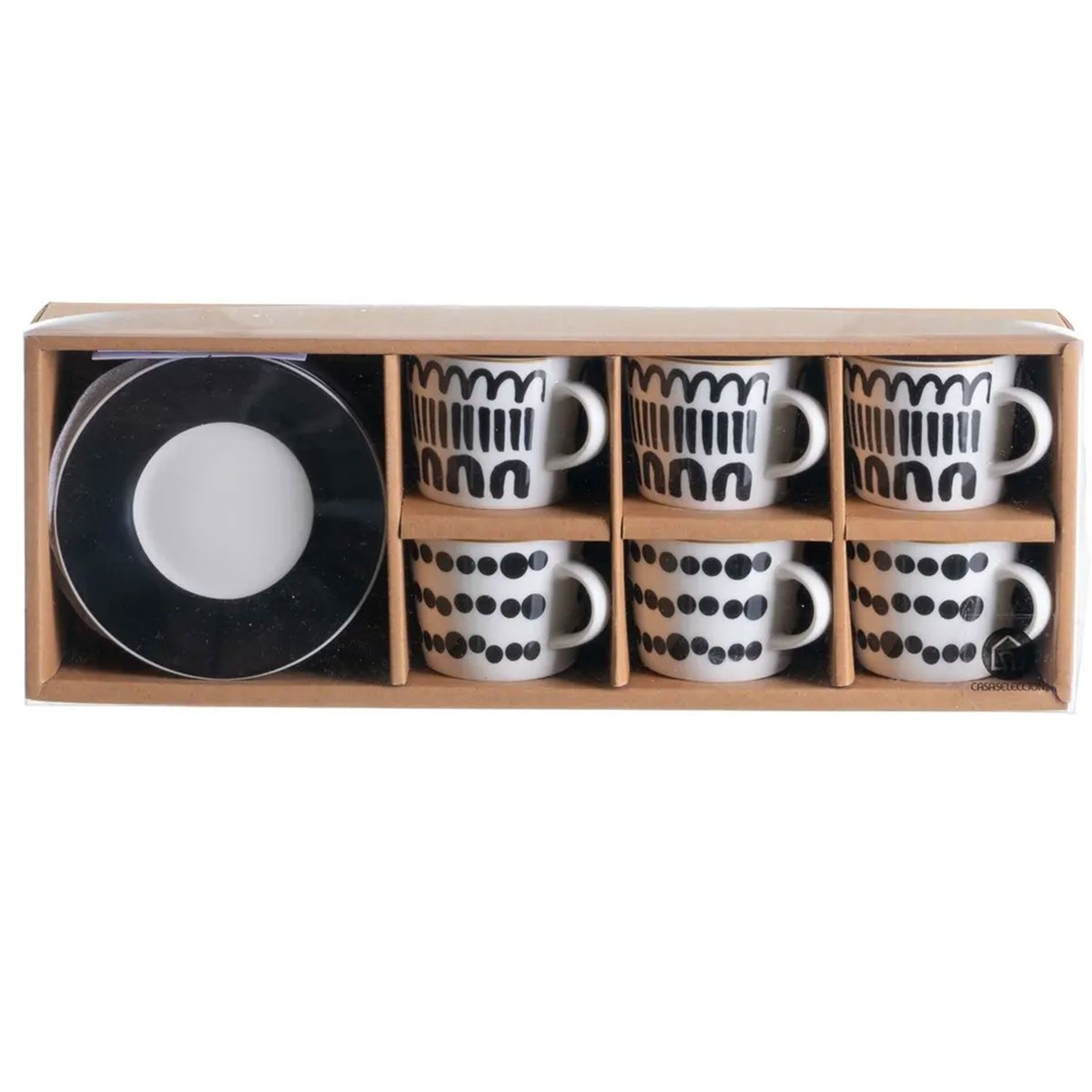 Set de 6 tasses en céramique noire et blanche 100ml blanc, WADIGA