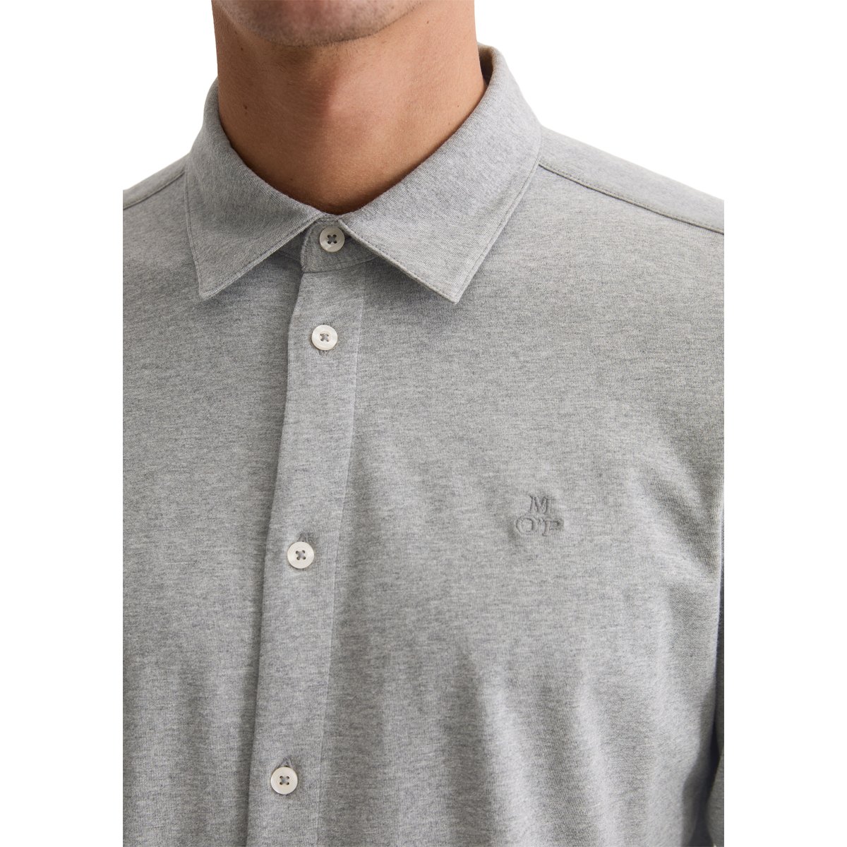 Chemise en jersey DfC regular en pur coton bio gris, MARC O'POLO