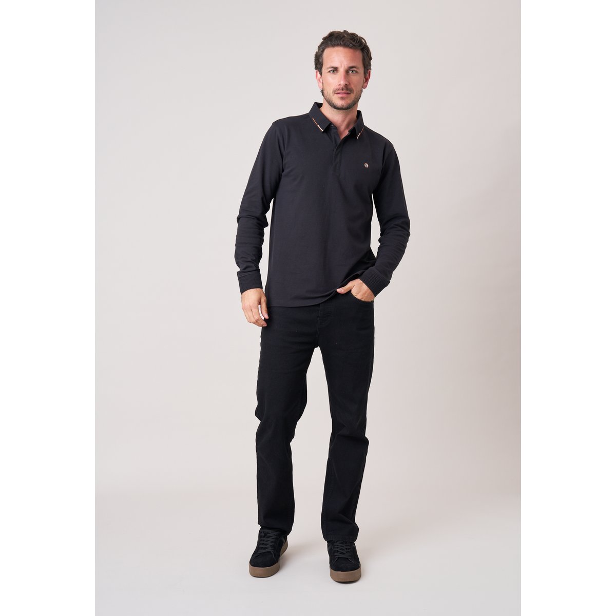 Polo regular homme en coton piqué RAWHIDE black, DEELUXE