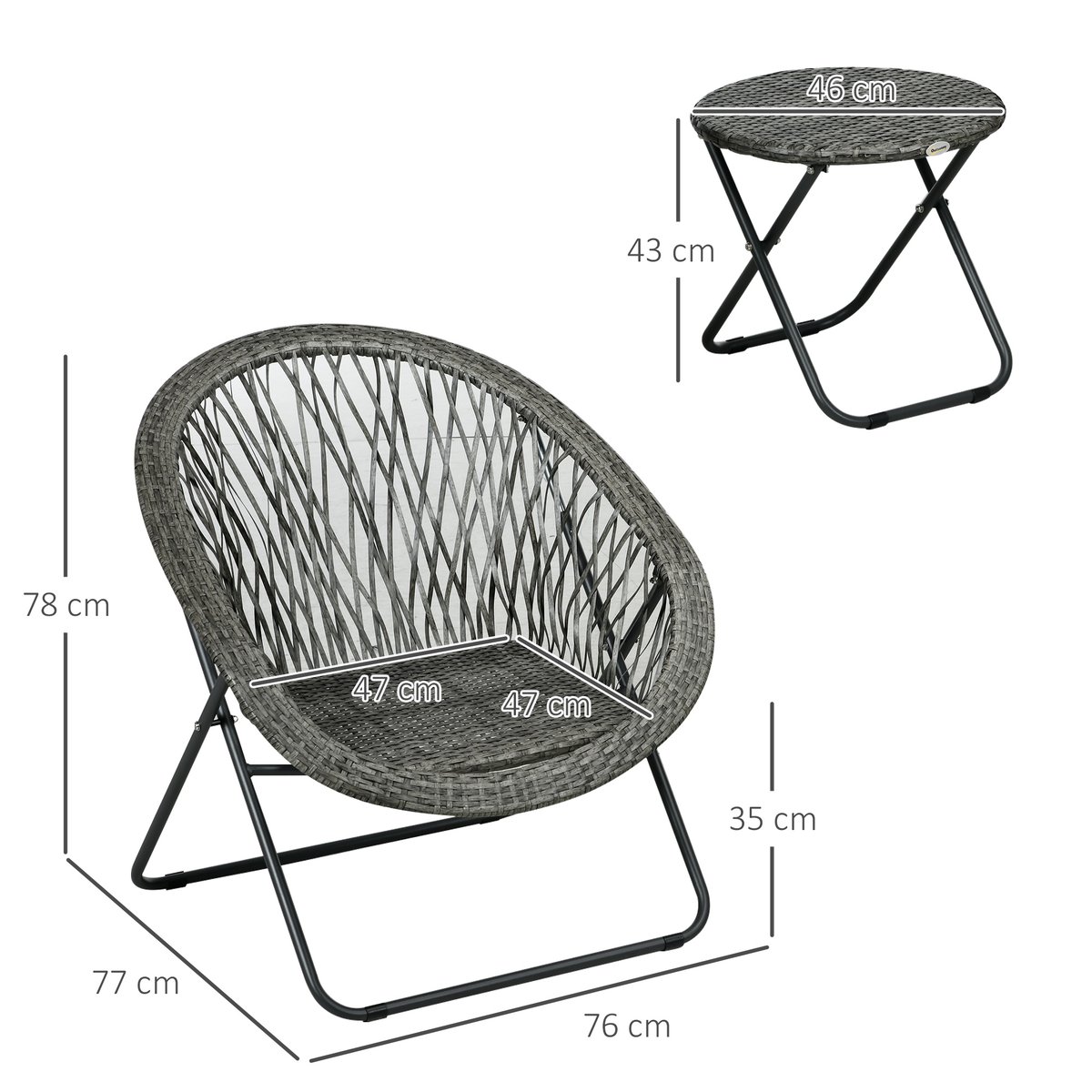 Ensemble canapé et table basse Acier Gris gris, OUTSUNNY
