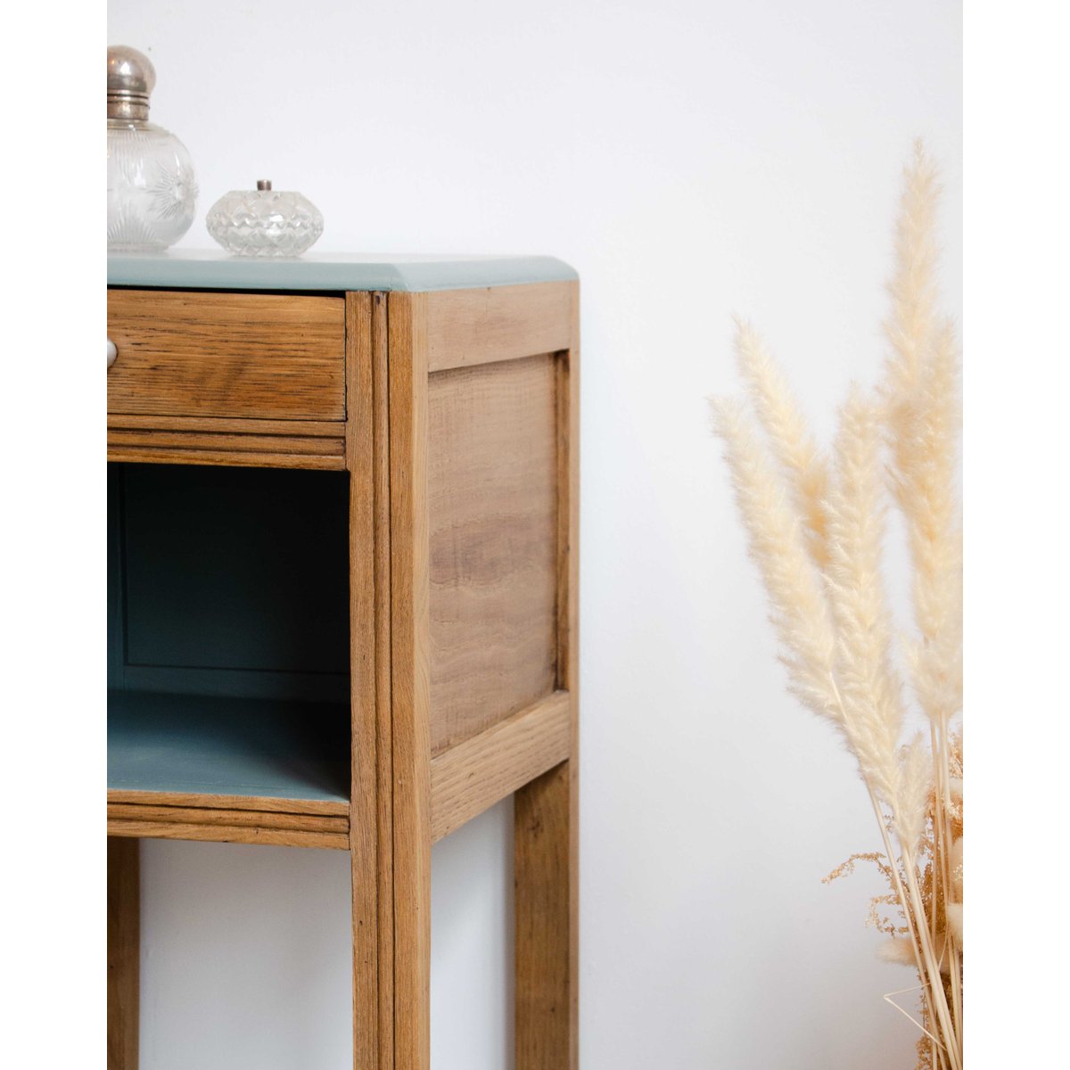 Table de chevet en bois Maïa N°1505 - Bon état vert d'eau, DEBONGOUT