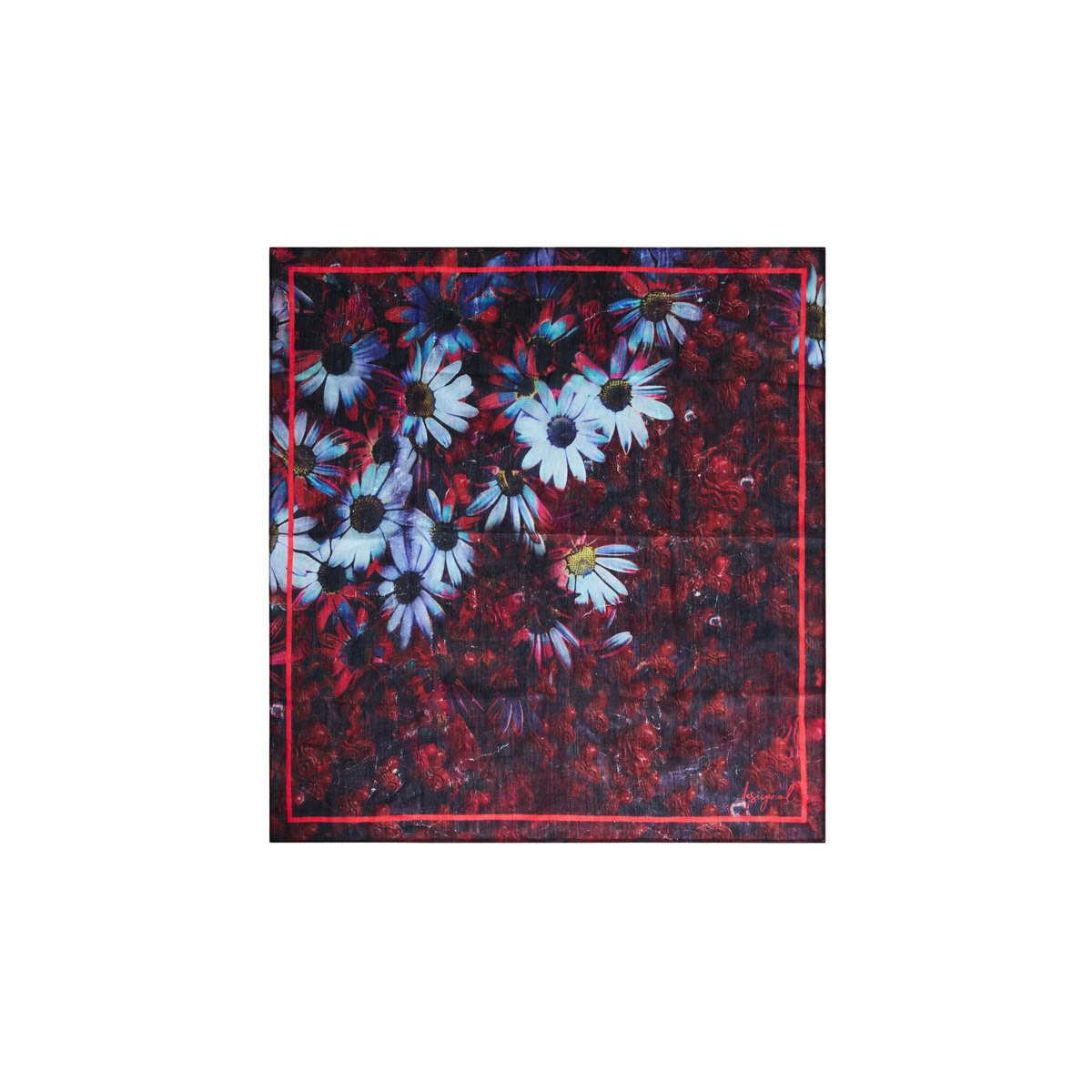 Foulard cœurs marguerites rouge, DESIGUAL