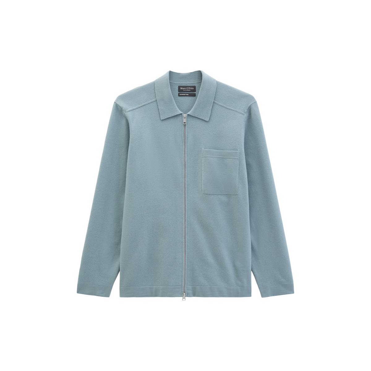 Cardigan overhirt regular en aspect compact de laine bouillie bleu clair, MARC O'POLO