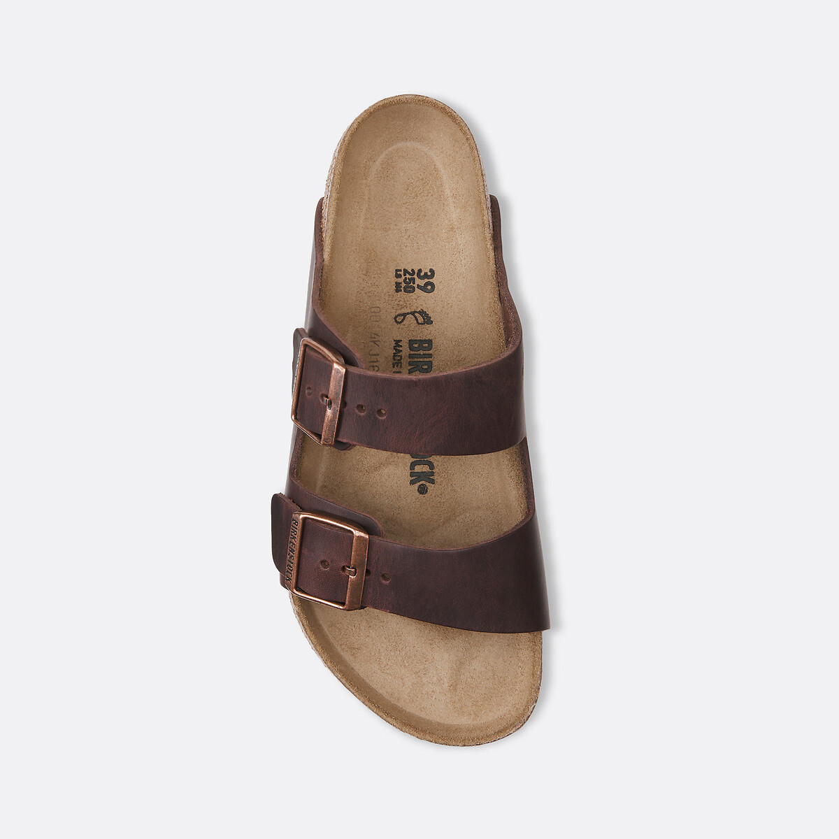 Mules doubles brides en cuir huilé Arizona marron, BIRKENSTOCK