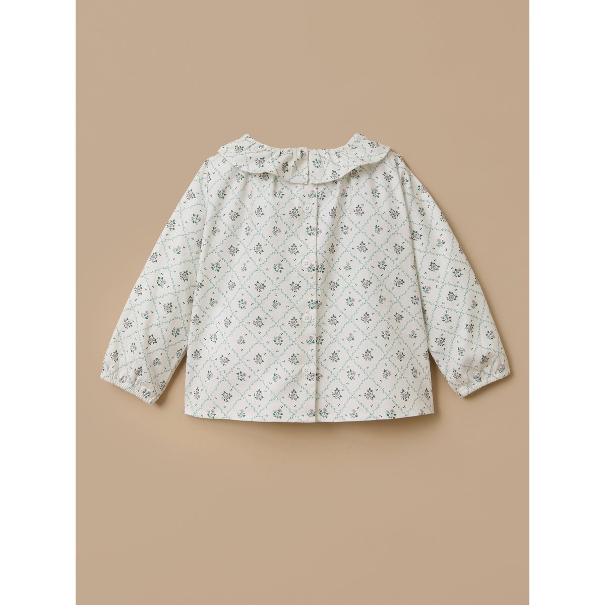 Blouse imprimée col froufrou imprimé solene, CYRILLUS
