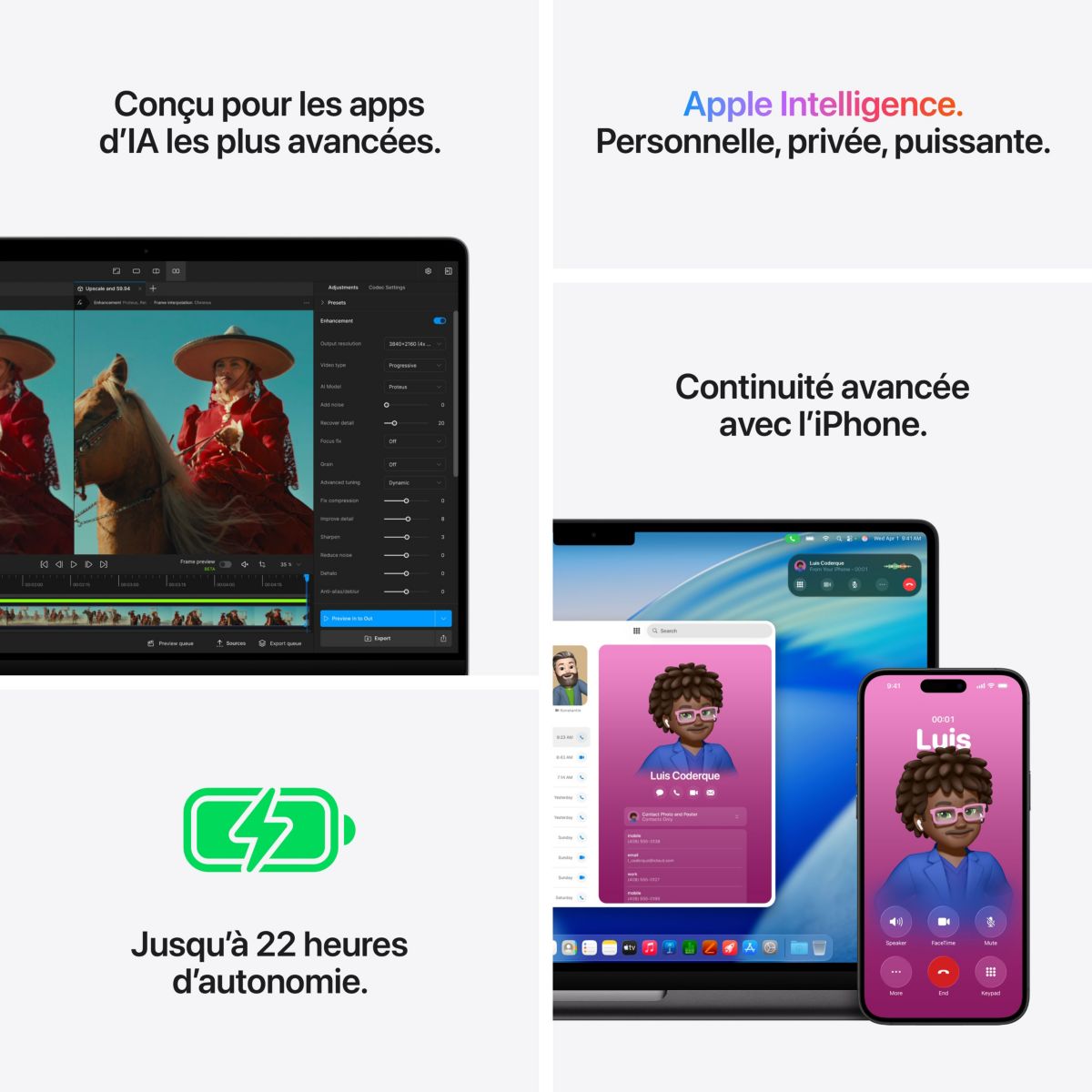 Ordinateur Apple Pro 14" Puce M5 Pro CPU 15 / GPU 16 coeurs Mémoire RAM 24Go Stockage 2To SSD XDR Argent couleur unique, APPLE