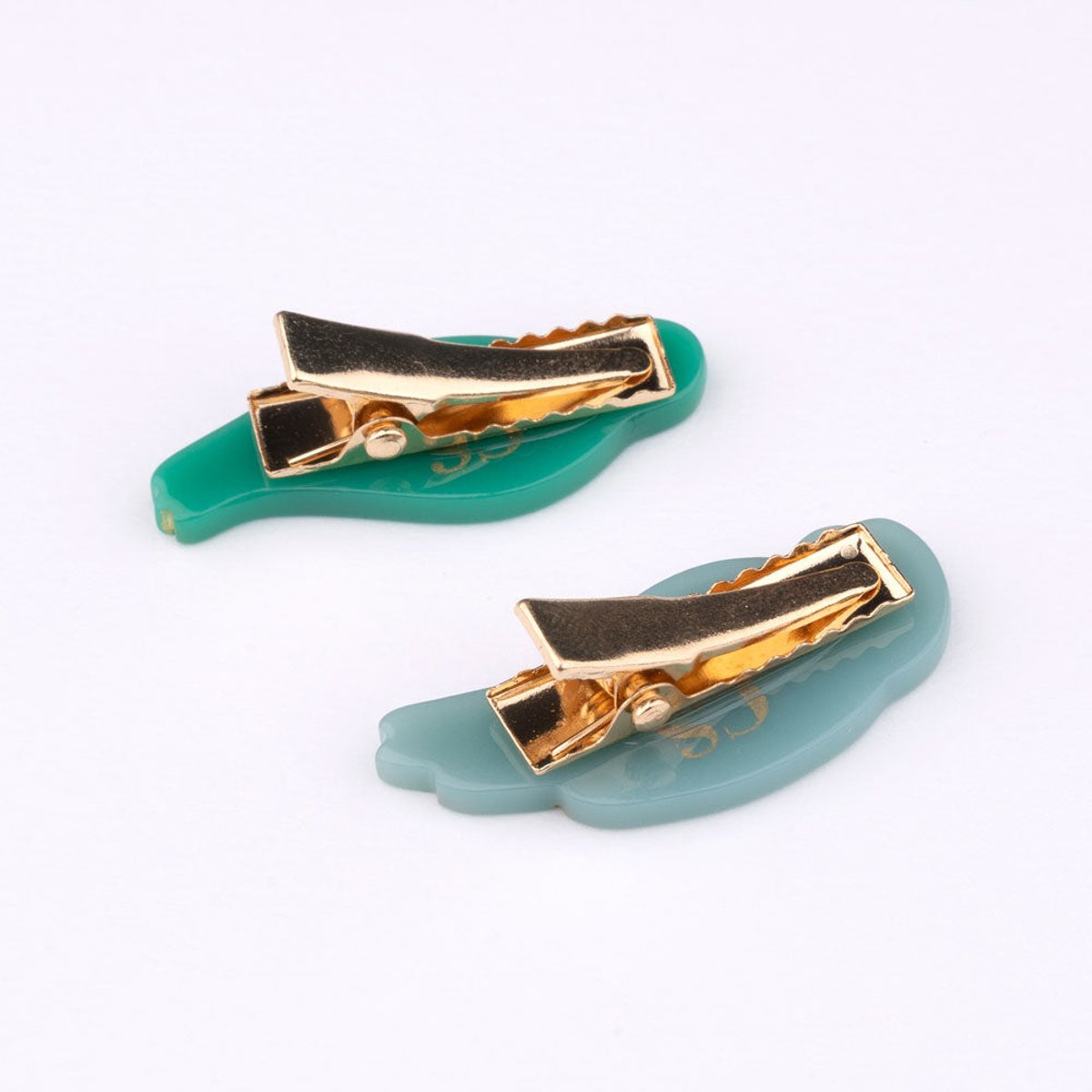 Duo barrettes Inséparables gris et turquoise, COUCOU SUZETTE