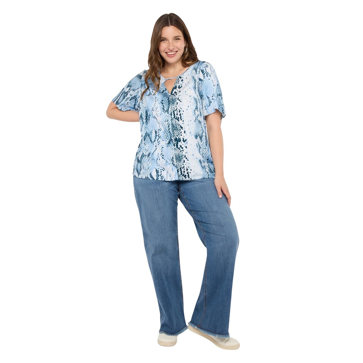 Chemisier à motif reptile light - blue, FIORELLA RUBINO