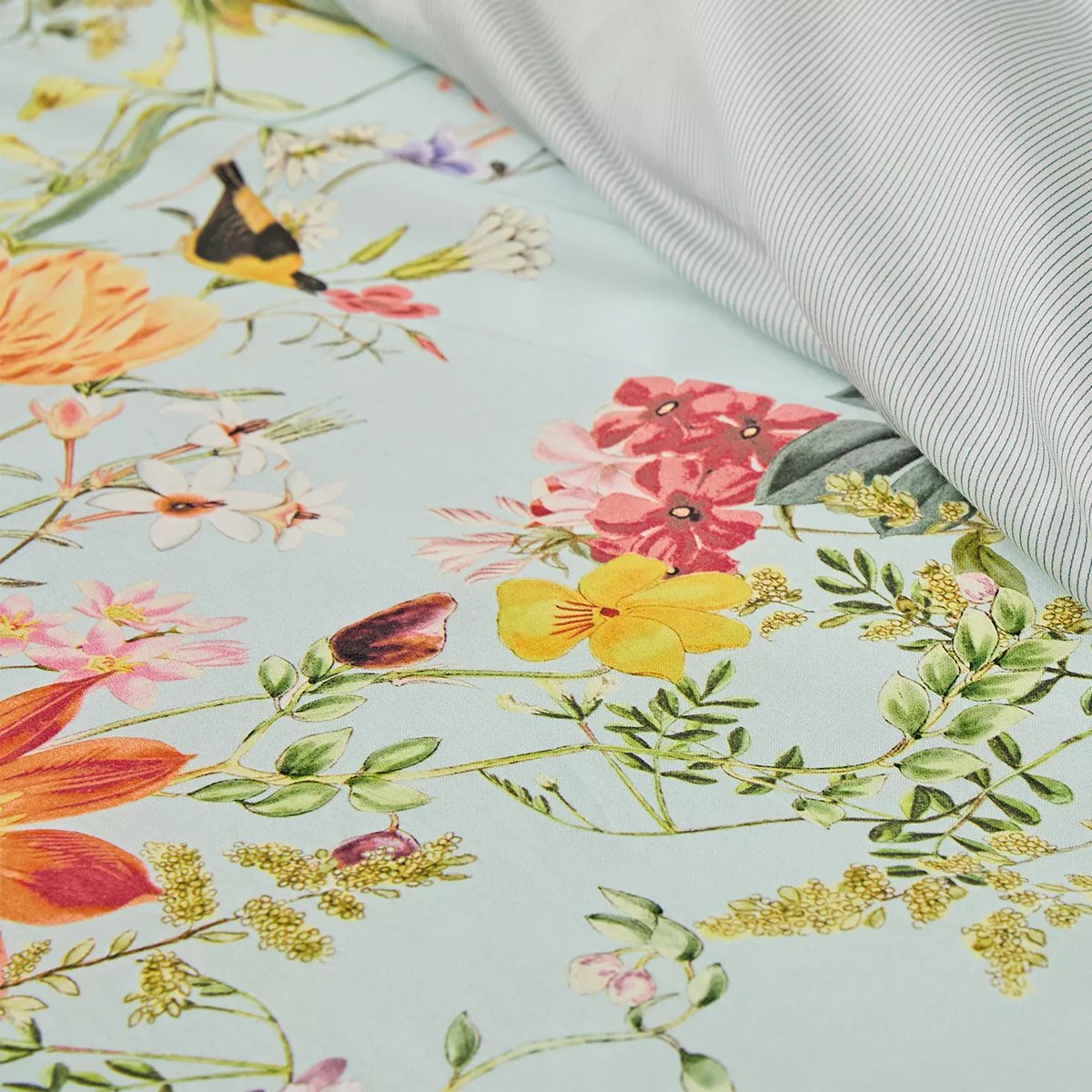 Housse de couette satin de coton PRIMAVERA vert d'eau, GARNIER THIEBAUT