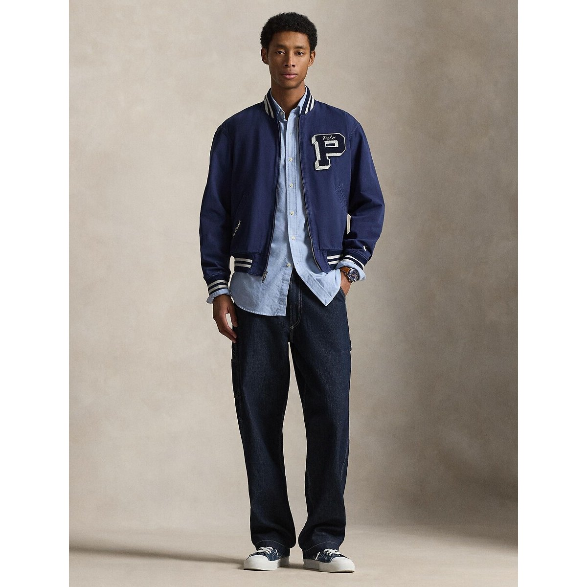 Veste d'athlétisme en toile brodée marine, POLO RALPH LAUREN