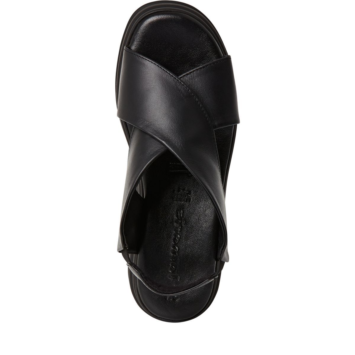 Sandale à talon en cuir noir, TAMARIS