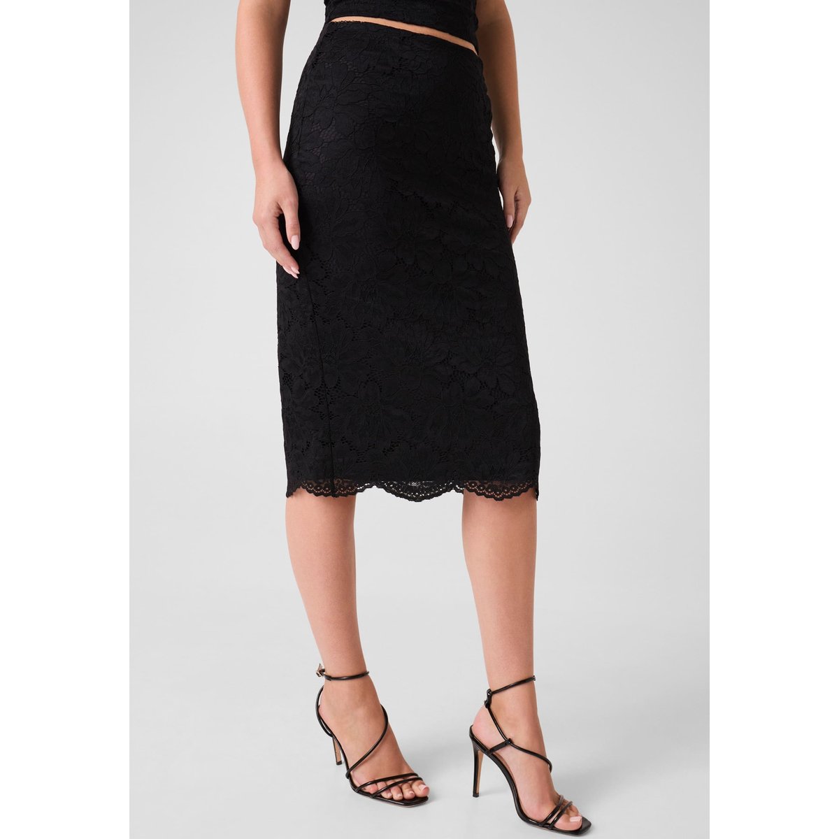 Jupe Midi En Dentelle noir, GUESS