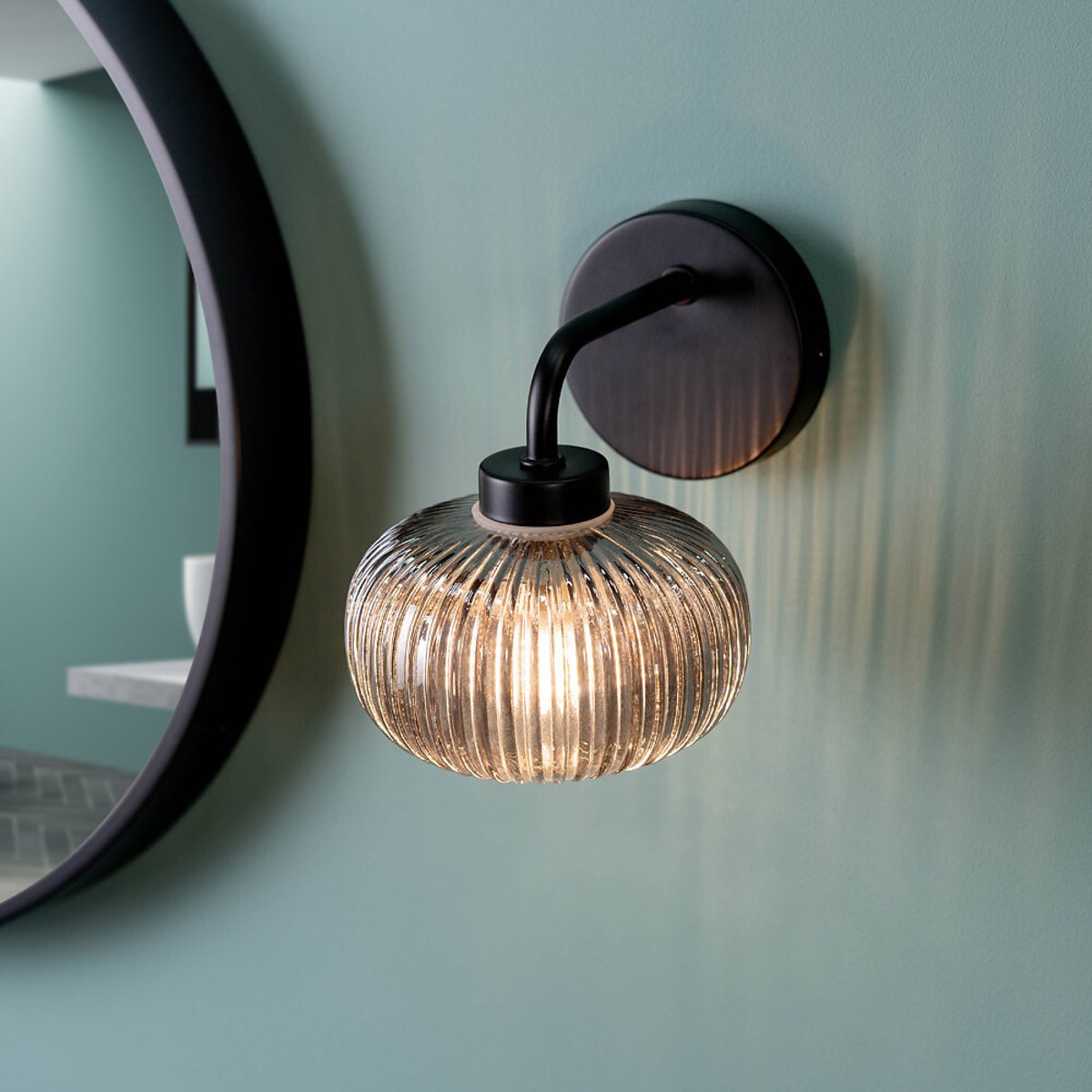 Arran Bathroom Wall Light in Matte Black black, SO'HOME