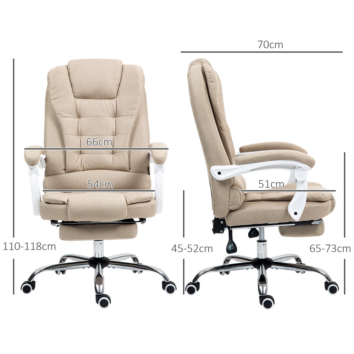 Chaise de bureau Polyester Beige beige, HOMCOM