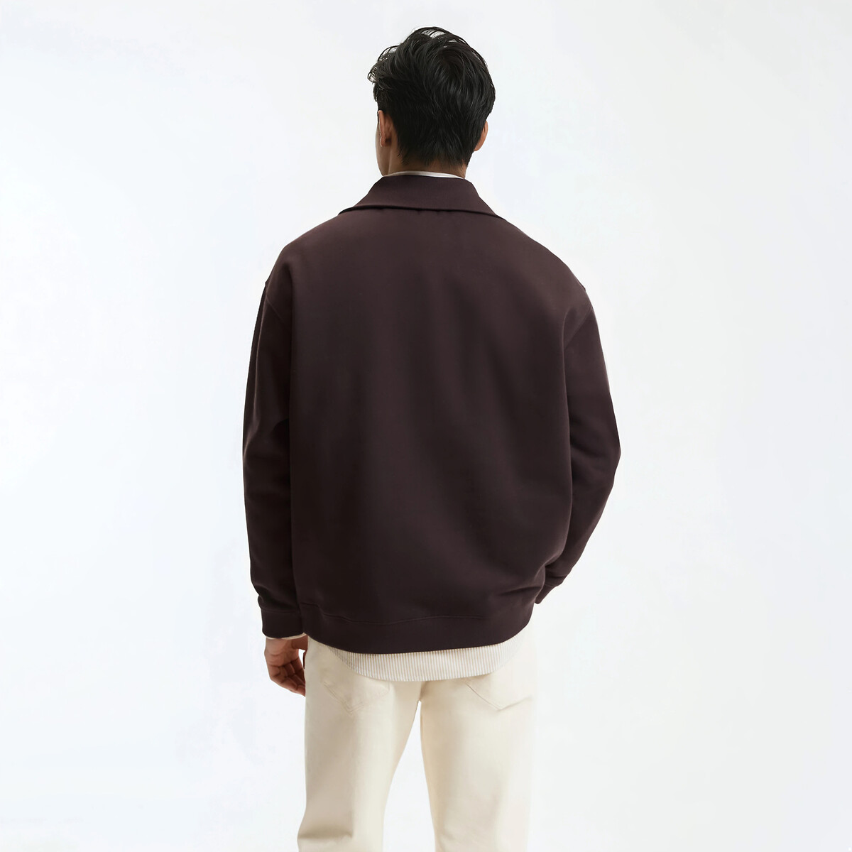 Sweat col camionneur zippé marron, LA REDOUTE COLLECTIONS