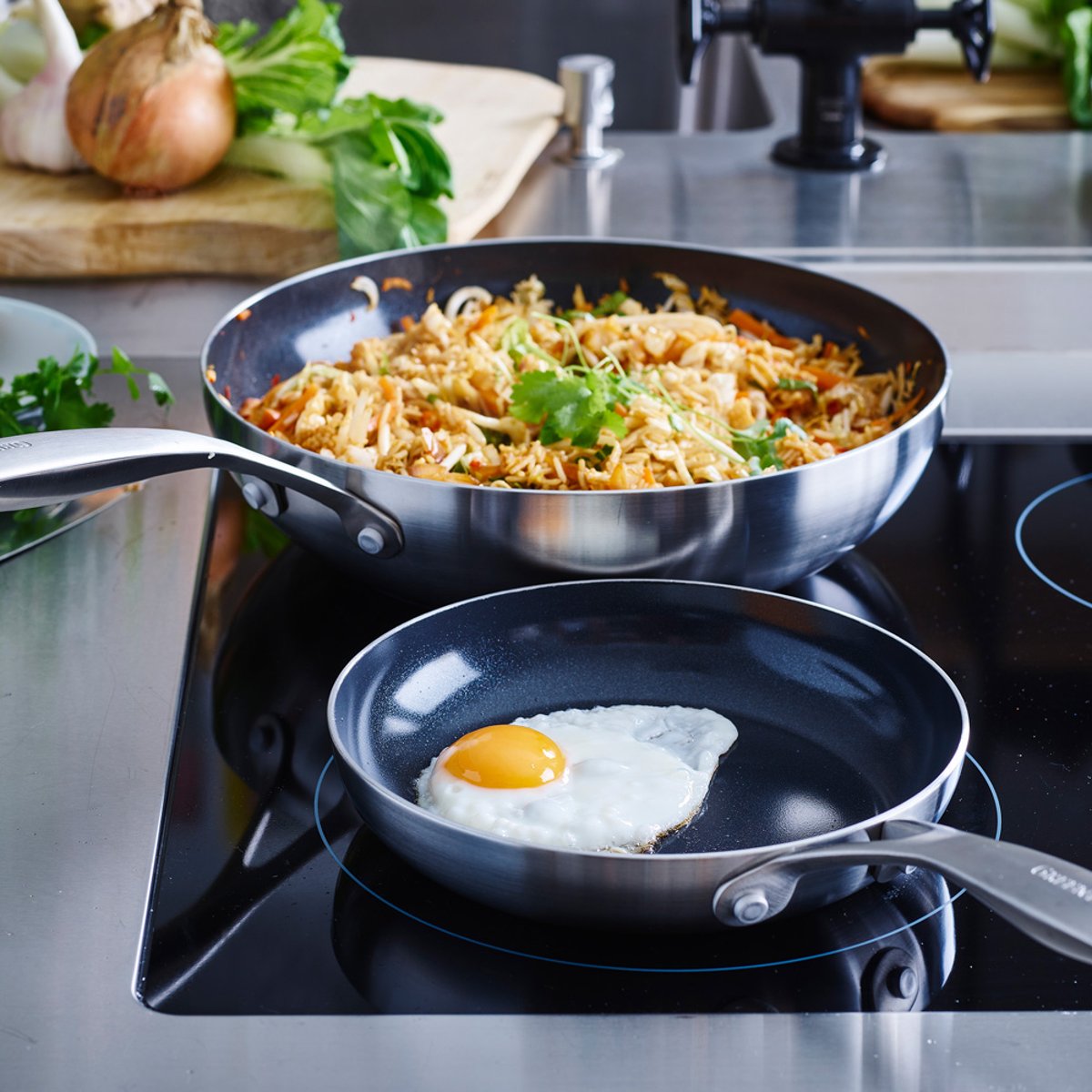 Poêle 30 cm inox triply revêtement céramique-Geneva argent / métallique, GREENPAN