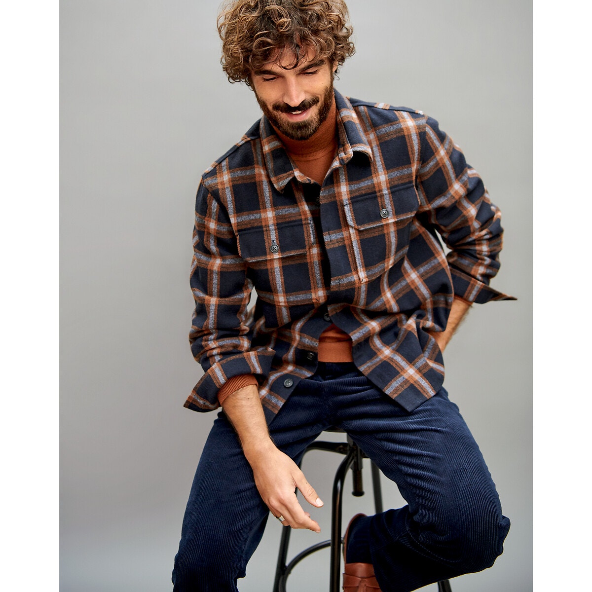 Pull col roulé mérinos gris chiné, LA REDOUTE COLLECTIONS