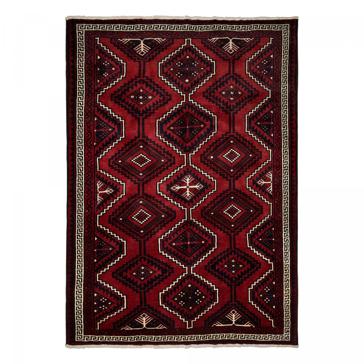Tapis d'orient, authentique motif oriental noué main, LORI 3 rouge, crème, noir, UN AMOUR DE TAPIS