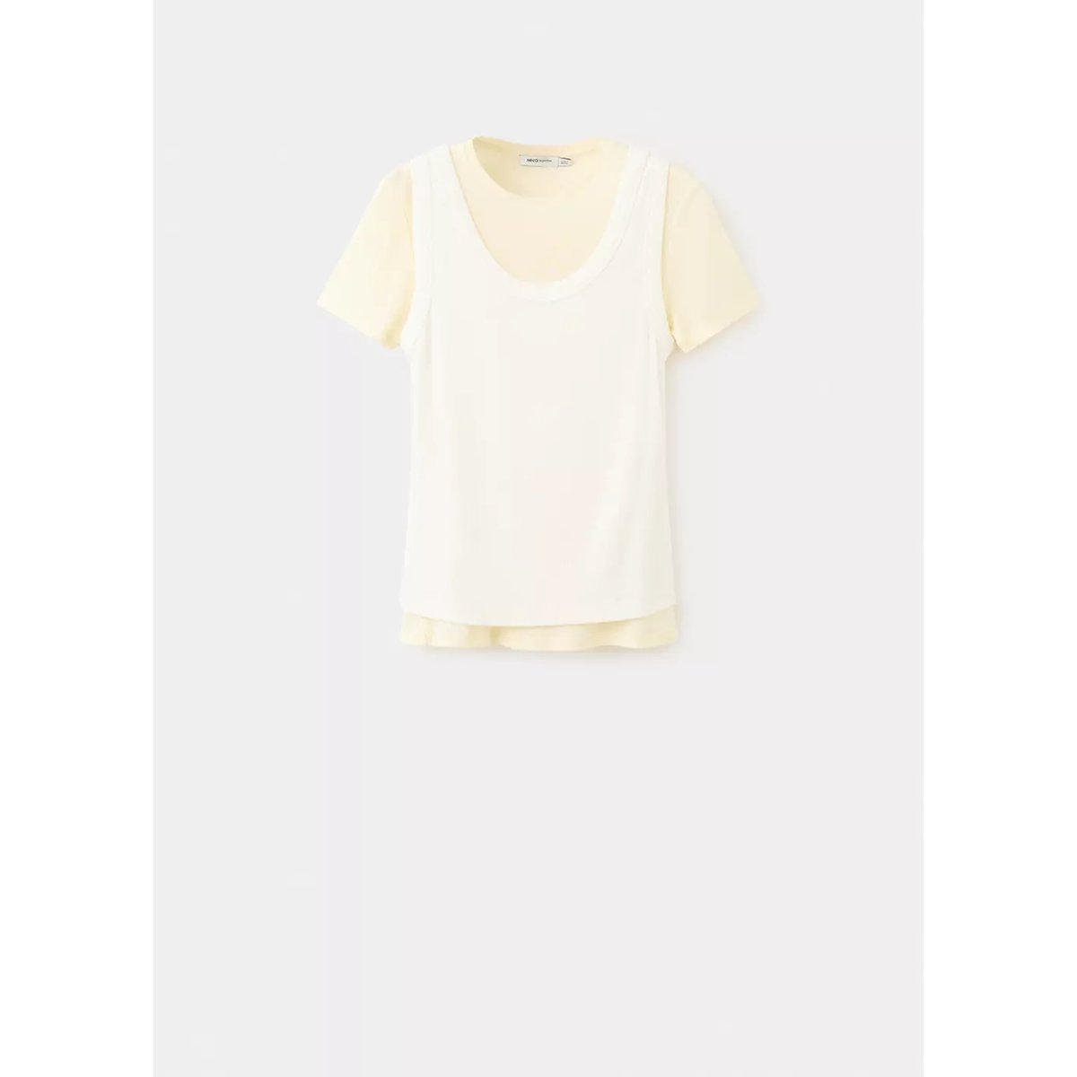 T-shirt combiné bicolore blanc cassé, MANGO