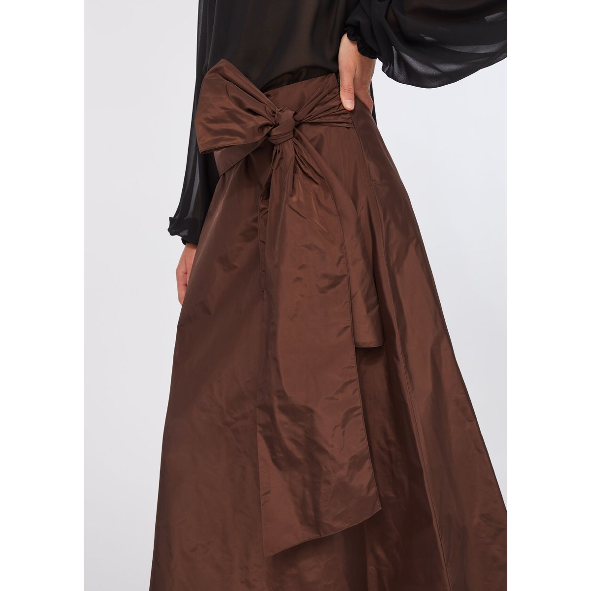 Jupe longue en taffetas marron foncé, LIU JO