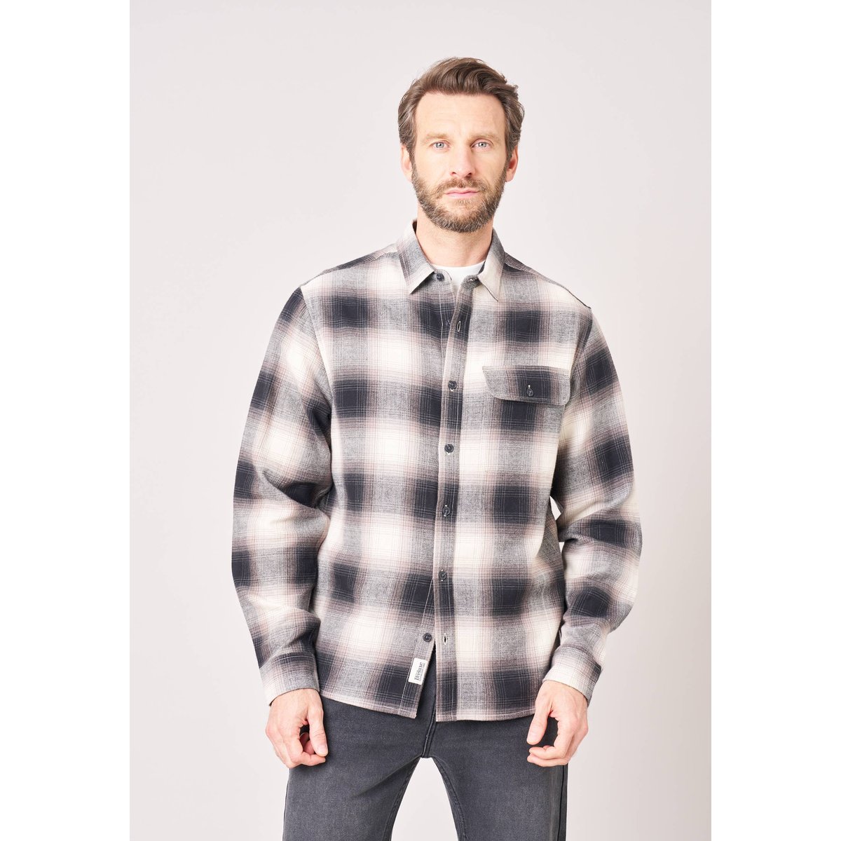 Chemise à carreaux homme en 100% coton BRAGA black, DEELUXE