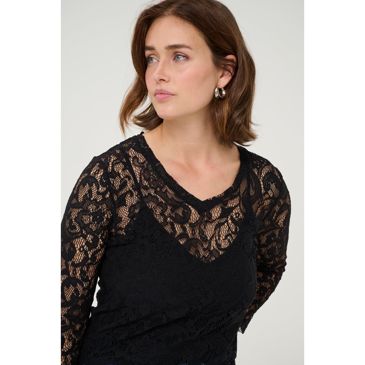 Blouse with long sleeve noir black, KAFFE