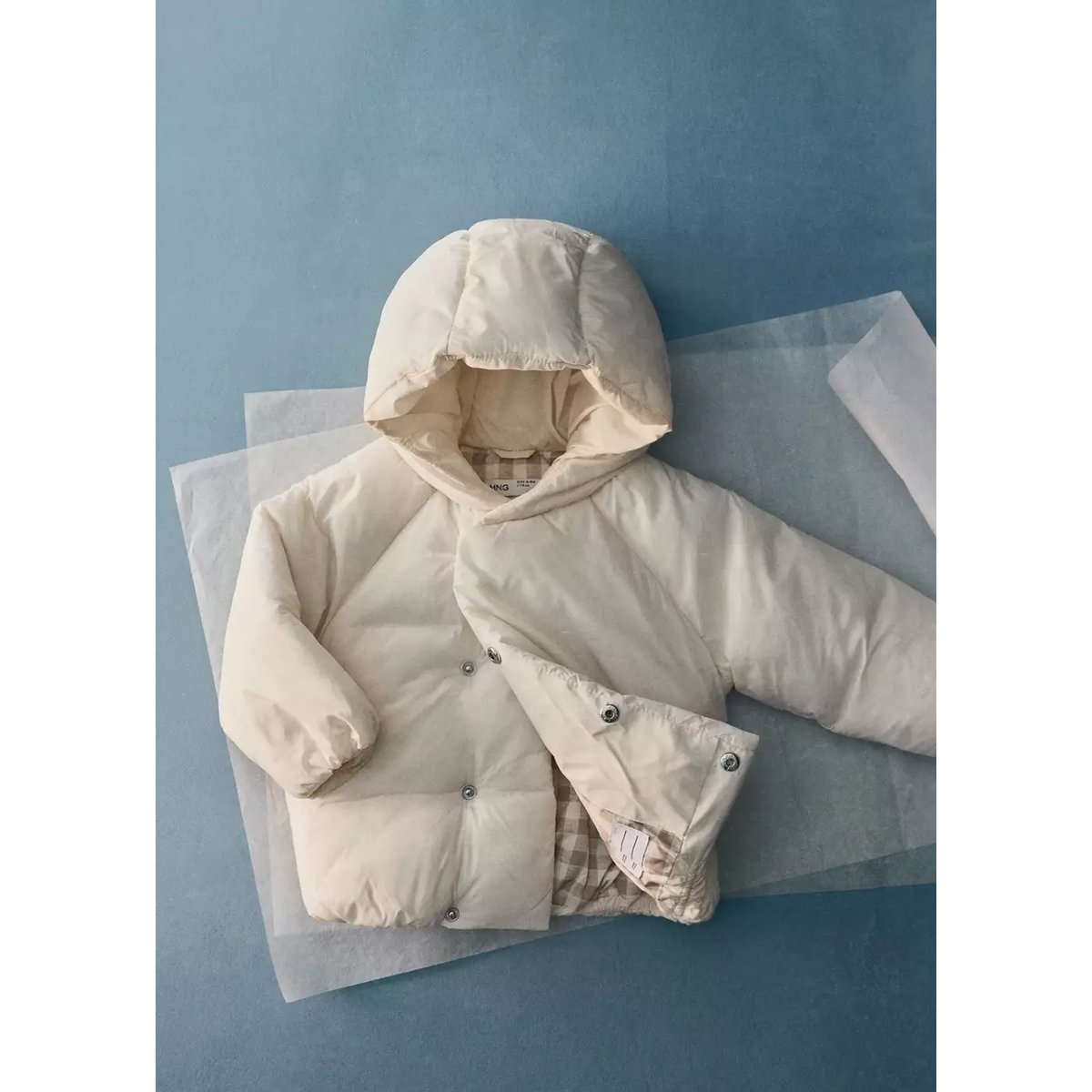 Anorak à capuche blanc cassé, MANGO BABY