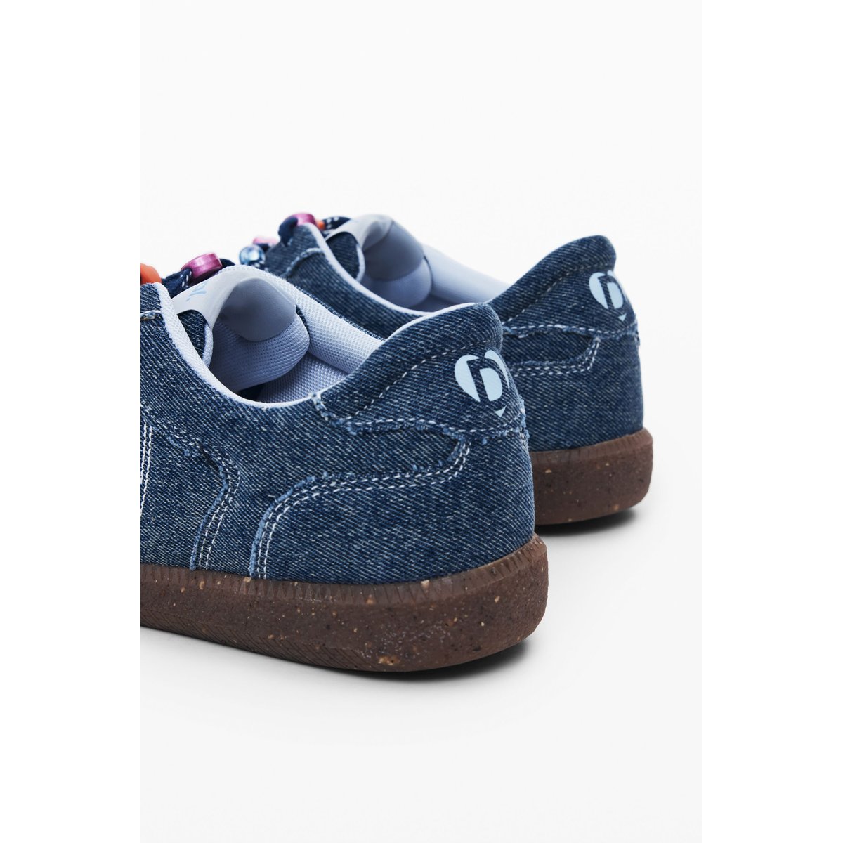 Baskets logo en denim bleu, DESIGUAL