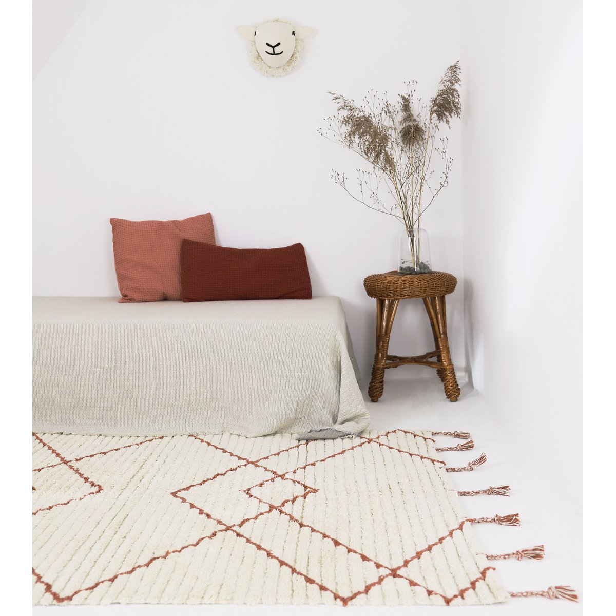 Tapis coton berbère VIKTOR naturel / ambre, NATTIOT