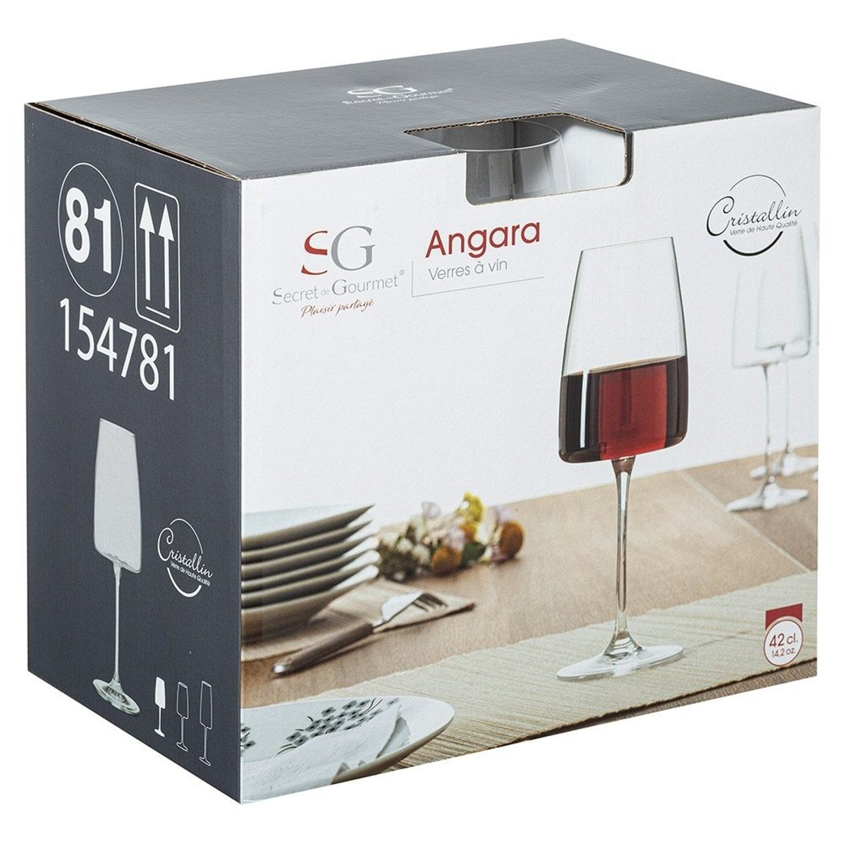 Lot de 6 verres à vin crystal Angara 42cl blanc, ATMOSPHERA