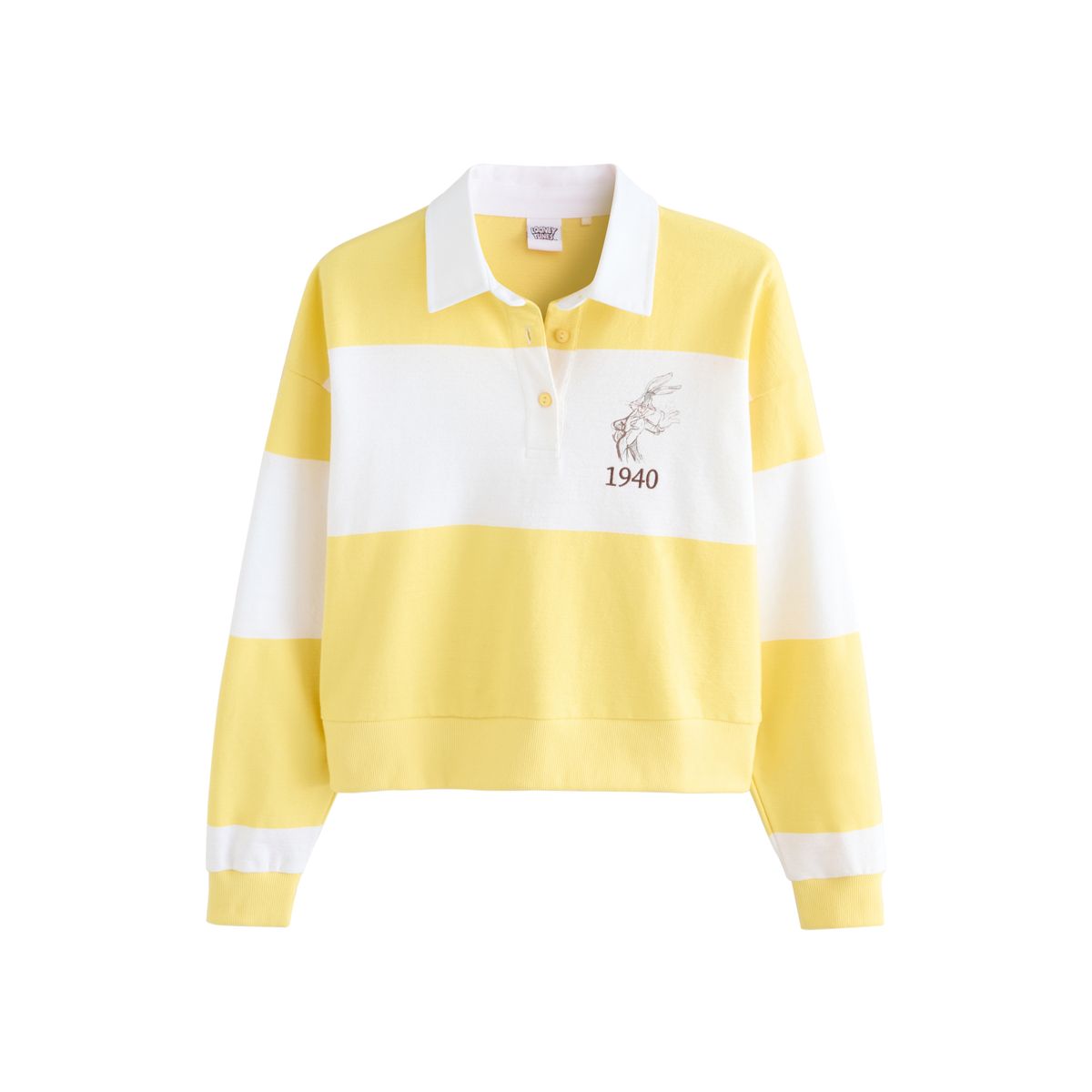 Polo de rugby bugs bunny sous licence rayure jaune, NEXT