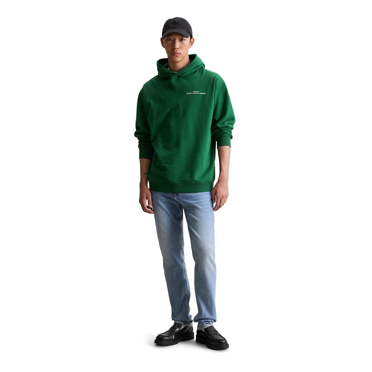Hoodie relaxed avec un imprimé décontracté dans le dos vert foncé, MARC O’POLO DENIM