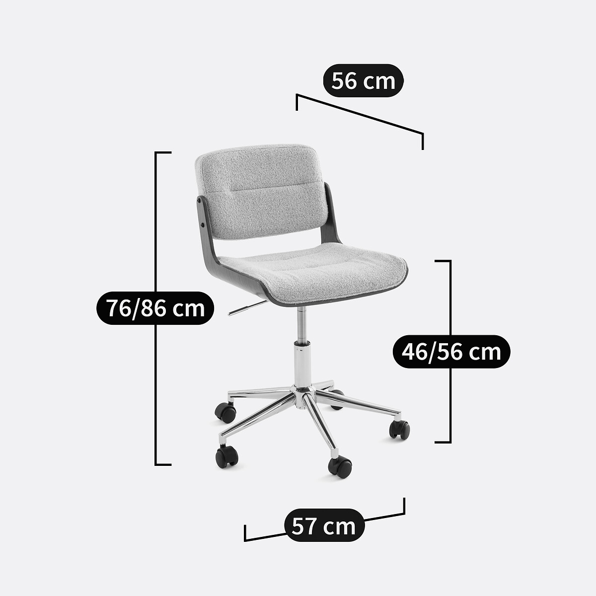 Fauteuil de bureau tissu bouclette, Mikel ecru, LA REDOUTE INTERIEURS
