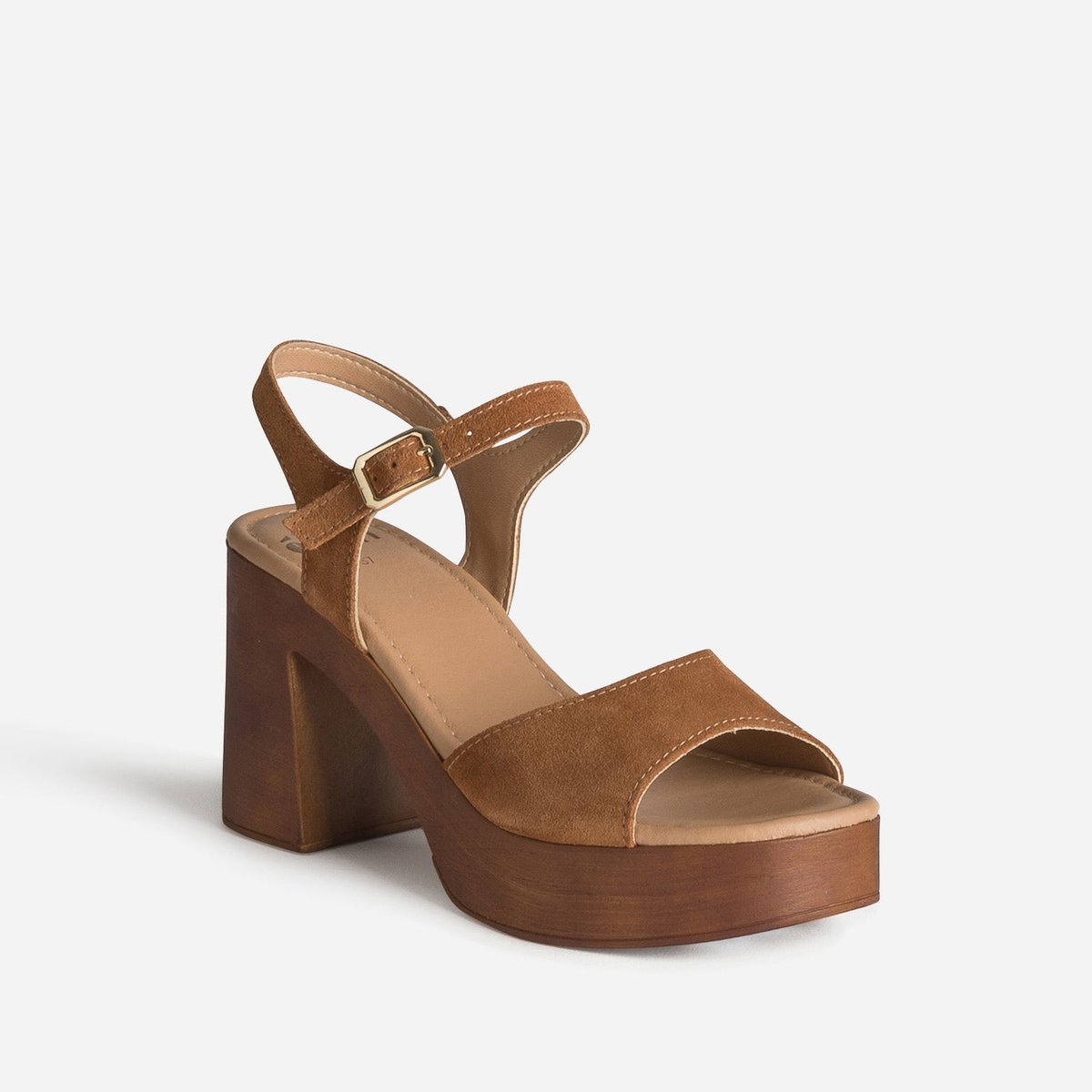 Sandale À Talon en cuir GENESIA. camel, ERAM