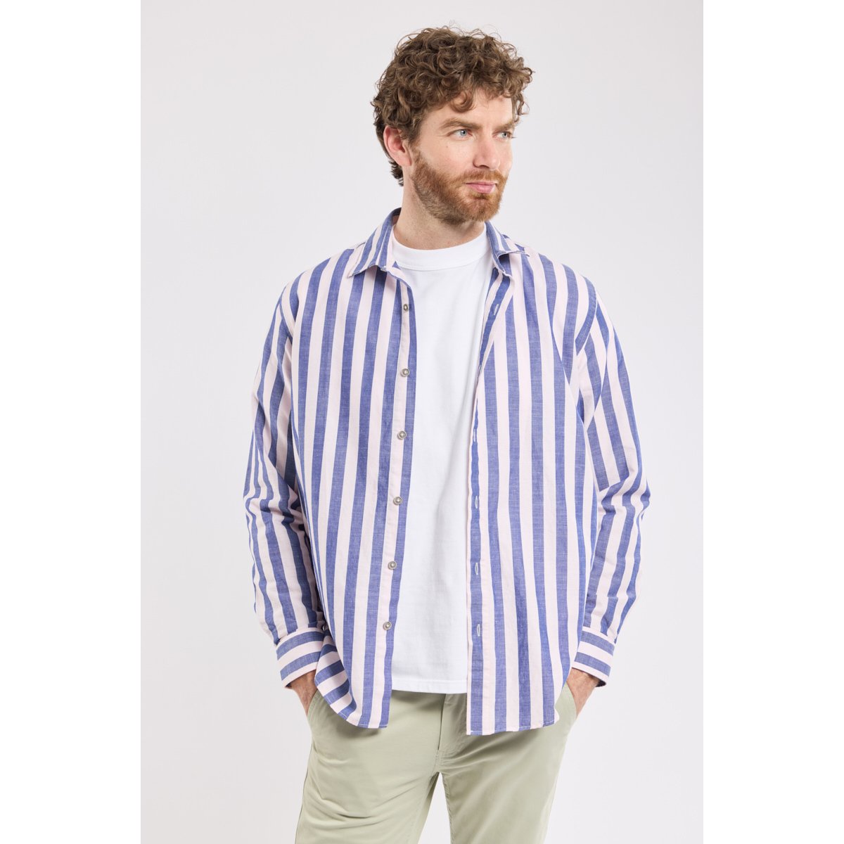 Chemise rayée ERNOU vieux rose, BERMUDES