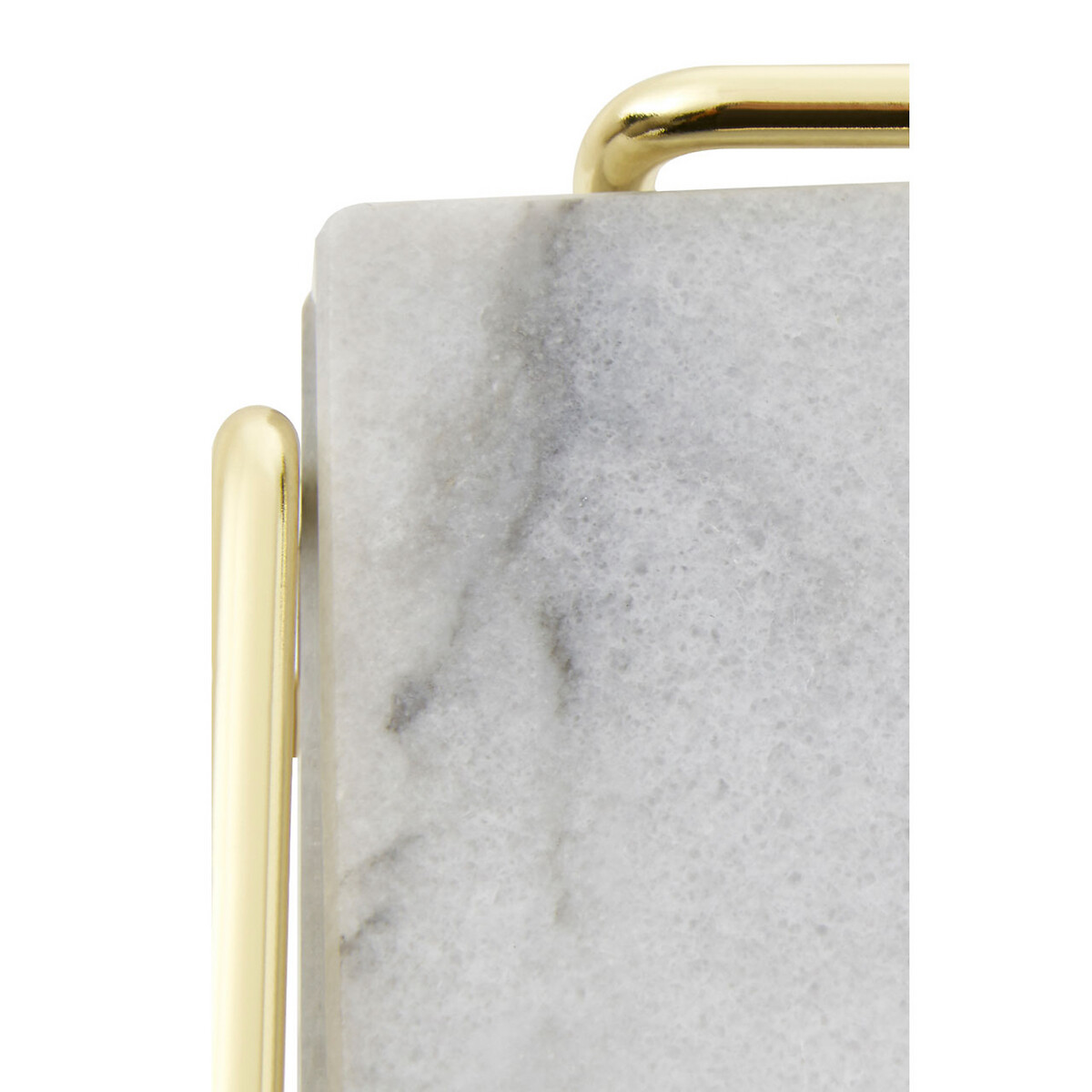 Set of 4 Marble Coasters with Brass Finish Holder white, SO'HOME