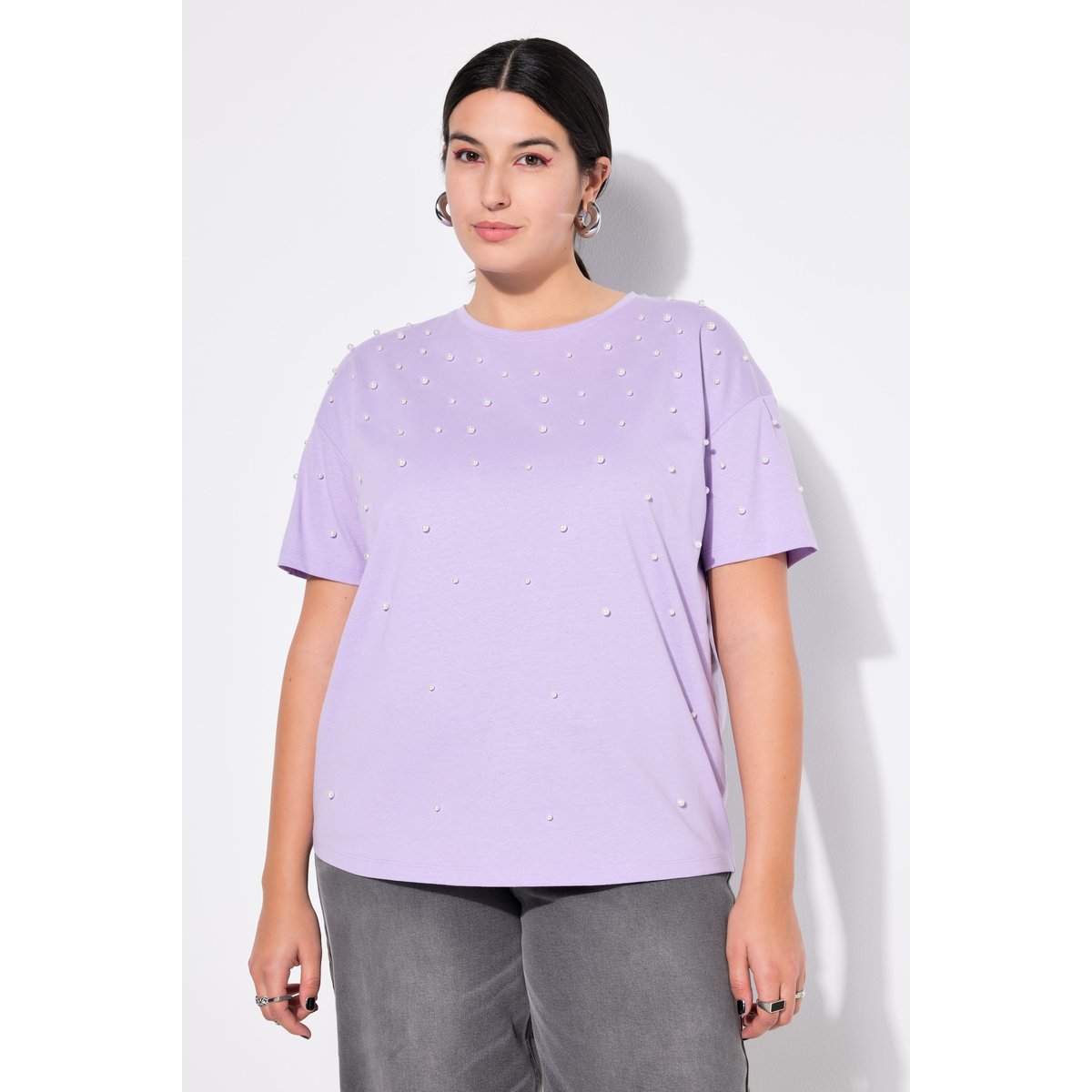 T-shirt oversize, perles fantaisie lilas, STUDIO UNTOLD
