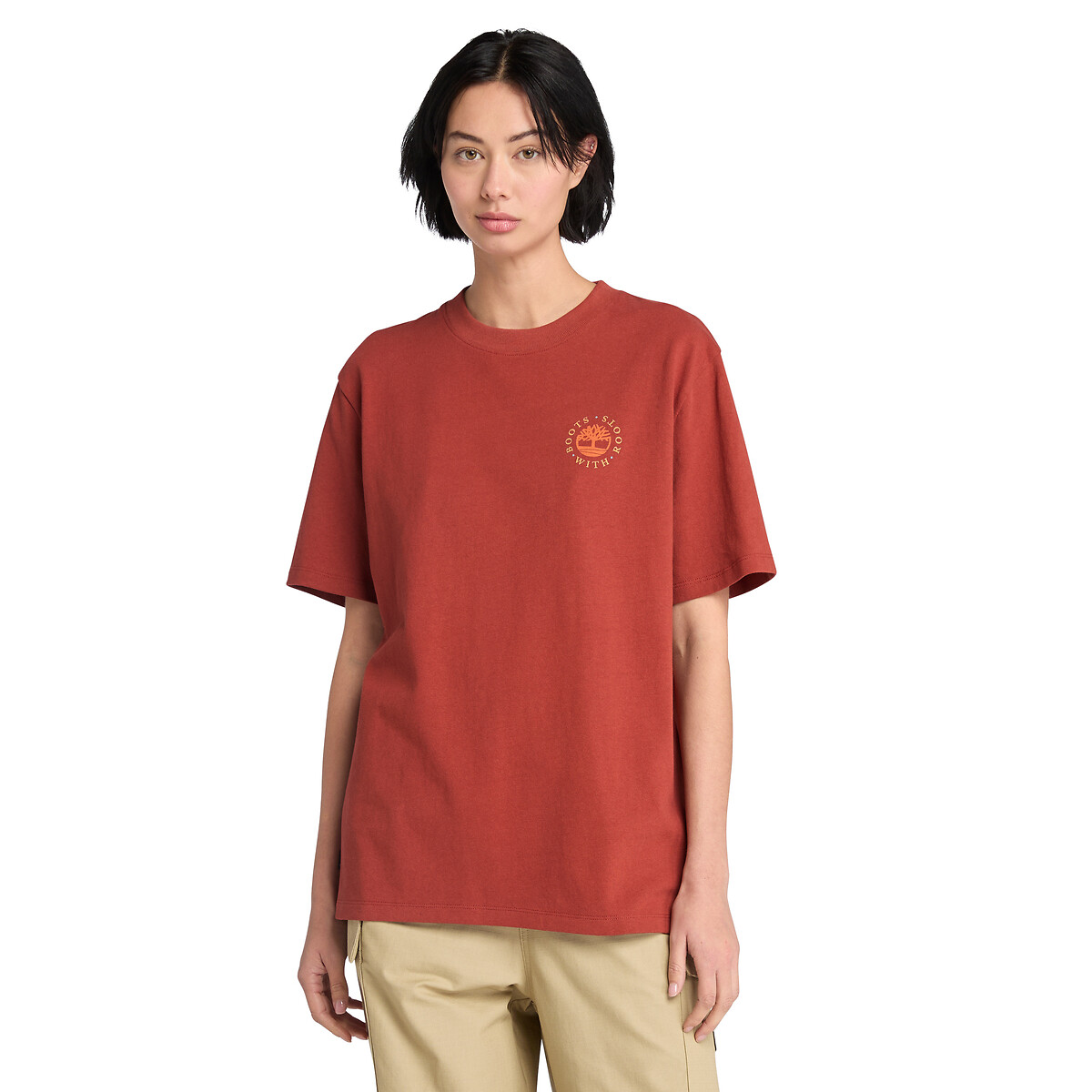 T-shirt manches courtes à motif dos rouge, TIMBERLAND
